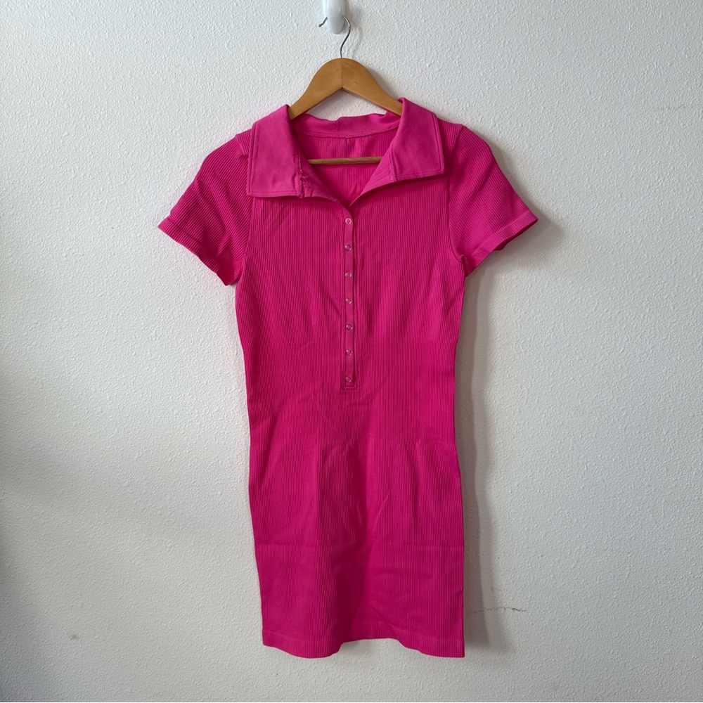 Pink‎ Collared Button-Up Dress OQQ Size XL